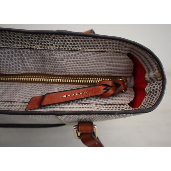 Dooney & Bourke Women's Gray Leather Embossed Lizard Lexington Tote Bag - Picture 11 of 15